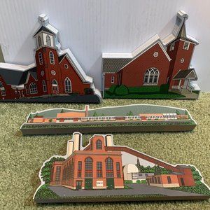 4 Complete Set Saxton Pa Wood Towne Buildings Lot Power Plant, Churches, School
